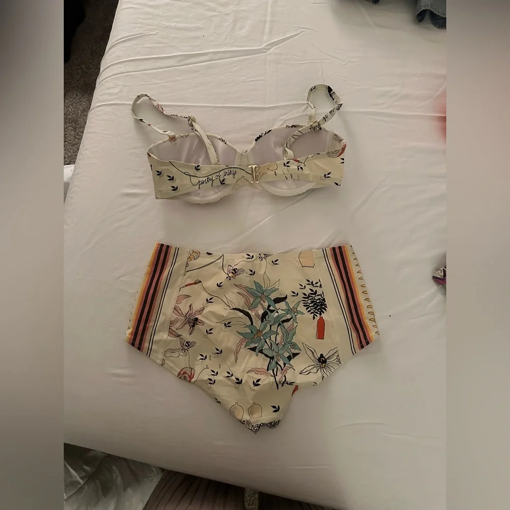 Tory Burch Cream Floral High-Waist Bikini Set
